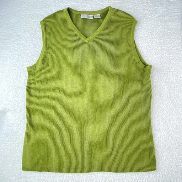 VTG Y2K Kim Rogers Sport Sweater Lot Womens L Green Pink Ribbed Preppy Academia - Picture 2 of 14